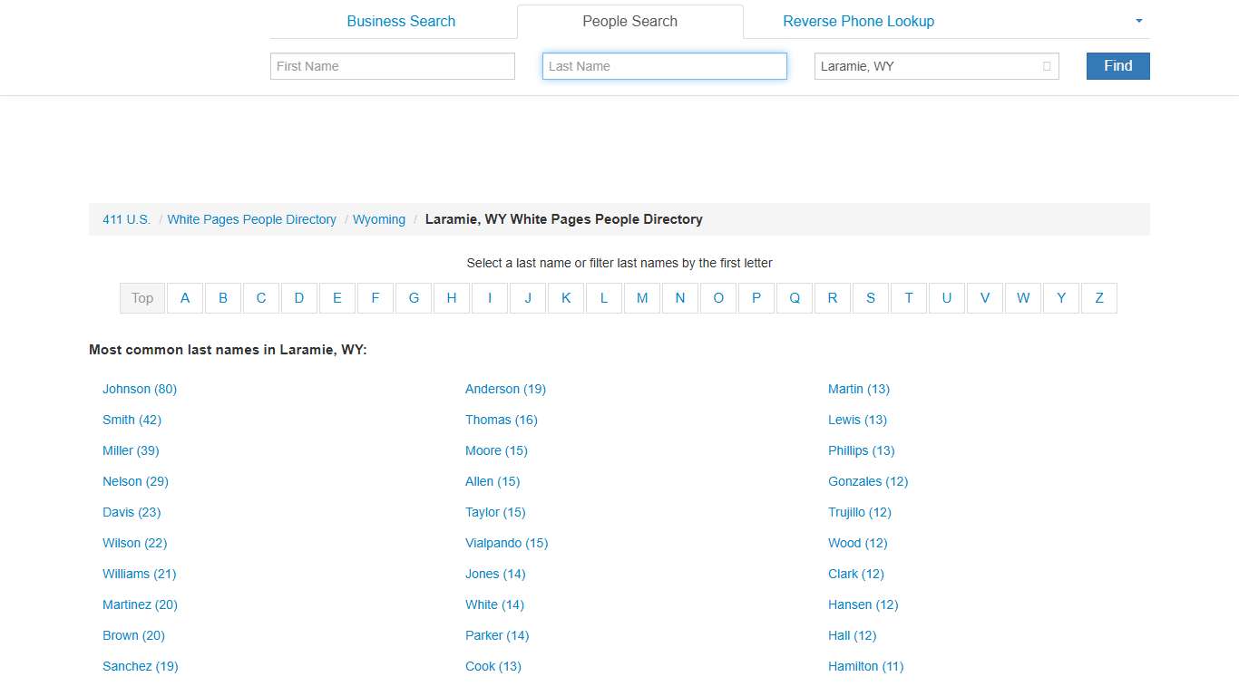 Laramie, WY White Pages People Directory - 411.info™