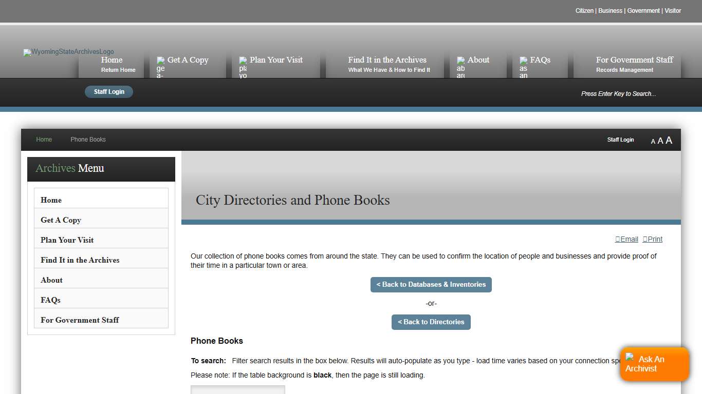 Phone Books - Wyoming State Archives